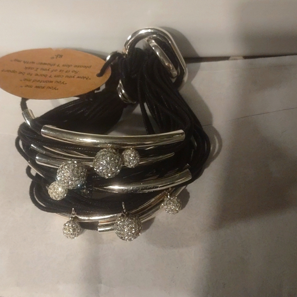 Gillian Julius black silver and crystal  bracelet